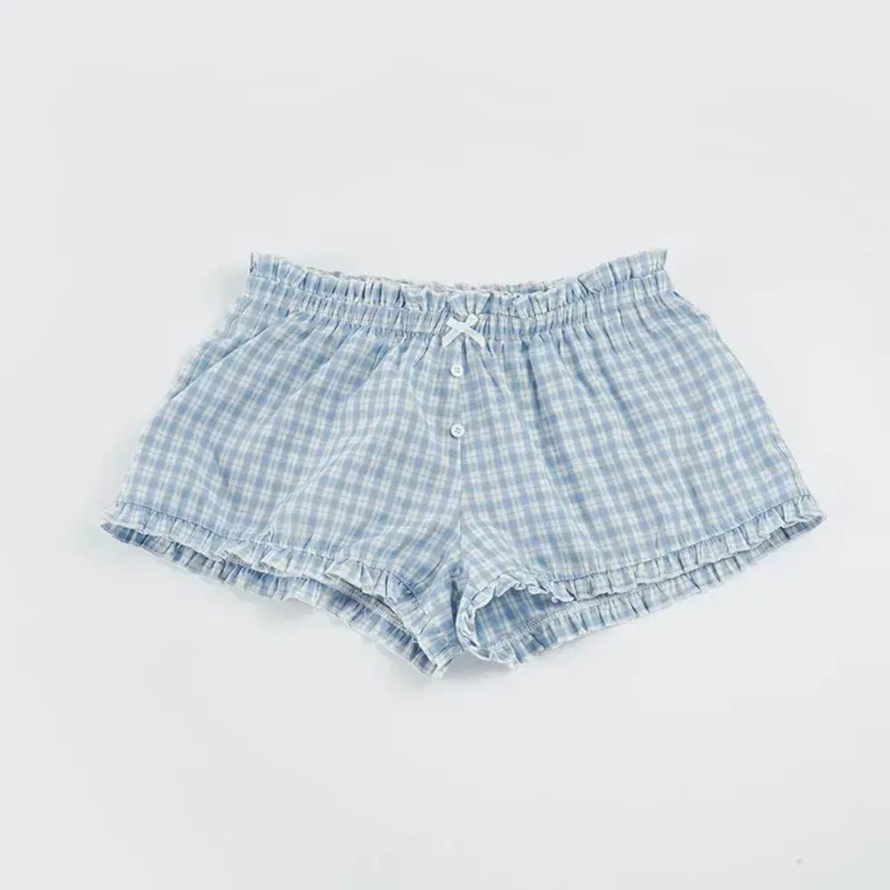 Zara Girly Contrast Ruffle Bow Button Low Rise Lounge Shorts - Picture 7 of 7